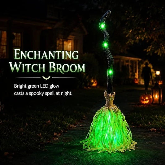 🧙‍♀️🧹Animated Moving Witch Broom with Light & Sound