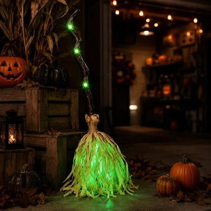 🧙‍♀️🧹Animated Moving Witch Broom with Light & Sound