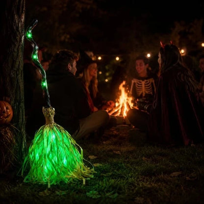 🧙‍♀️🧹Animated Moving Witch Broom with Light & Sound